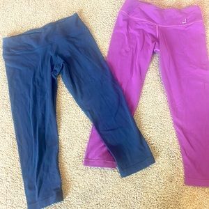 Zobha Vintage Yoga Crops - Size 4 In Navy & Purple